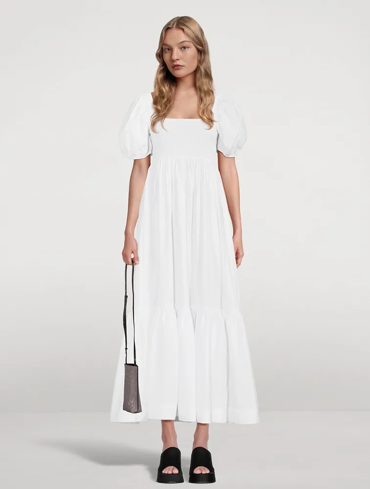 Smocked Poplin Maxi Dress