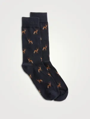 Organic Cotton Socks In Stag Pattern