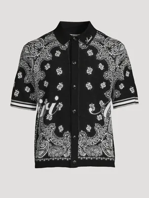 Cotton Short-Sleeve Shirt Bandana Print