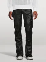 Leather Tactical Flare Cargo Pants