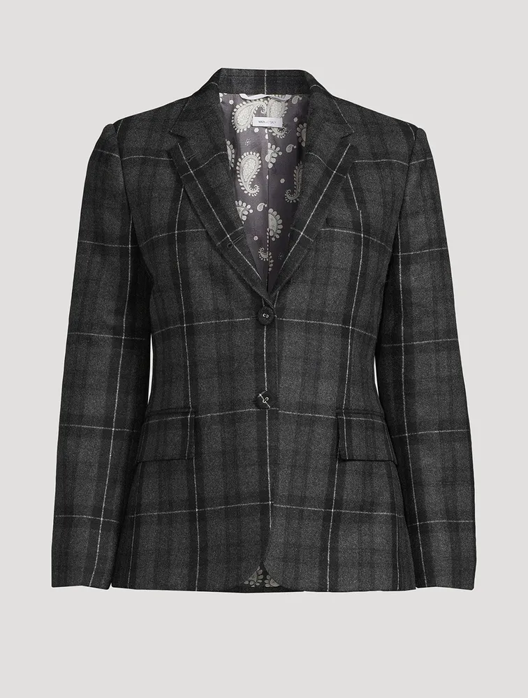 Wool And Cashmere Flannel Blazer Check Print