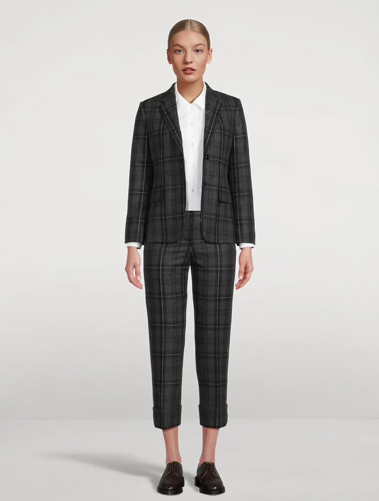 Wool And Cashmere Flannel Blazer Check Print