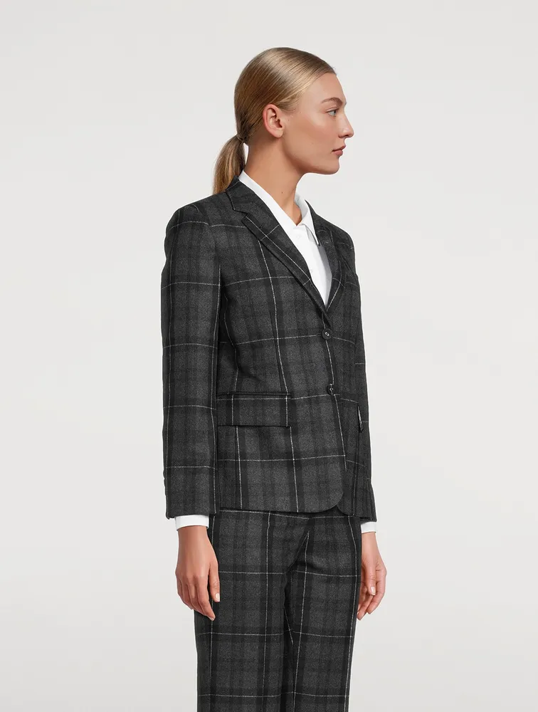 Wool And Cashmere Flannel Blazer Check Print