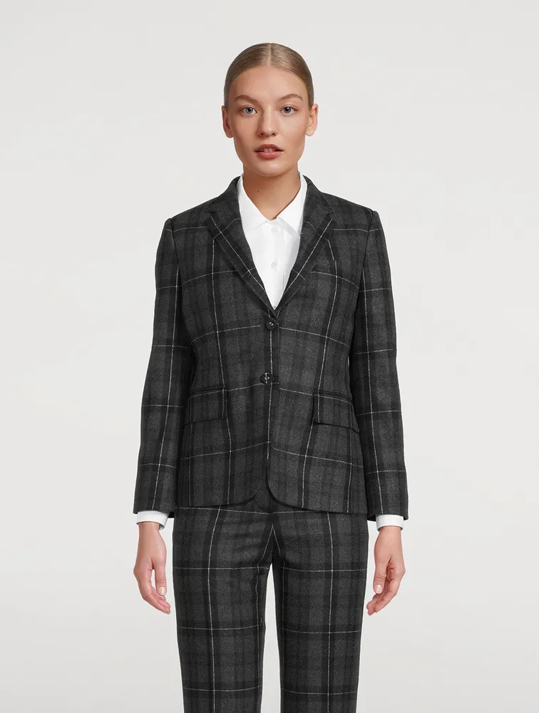 Wool And Cashmere Flannel Blazer Check Print