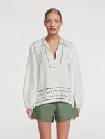 Abel Linen-Blend V-Neck Top