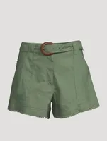 Kermit Linen-Blend Belted Shorts