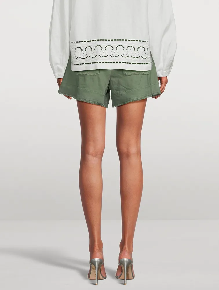 Kermit Linen-Blend Belted Shorts