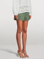 Kermit Linen-Blend Belted Shorts