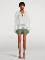 Kermit Linen-Blend Belted Shorts