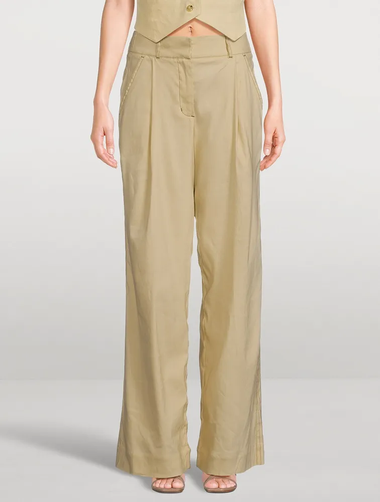 Tavar Linen-Blend Wide-Leg Pants