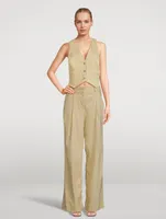 Tavar Linen-Blend Wide-Leg Pants