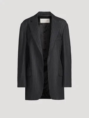 Blurs Oversized Wool Blazer Pinstripe Print