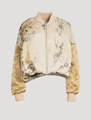 Veston Satin Bomber Jacket Floral Print