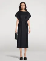 Dezos Pin-Tuck Wool Midi Dress