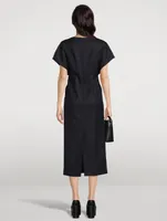 Dezos Pin-Tuck Wool Midi Dress