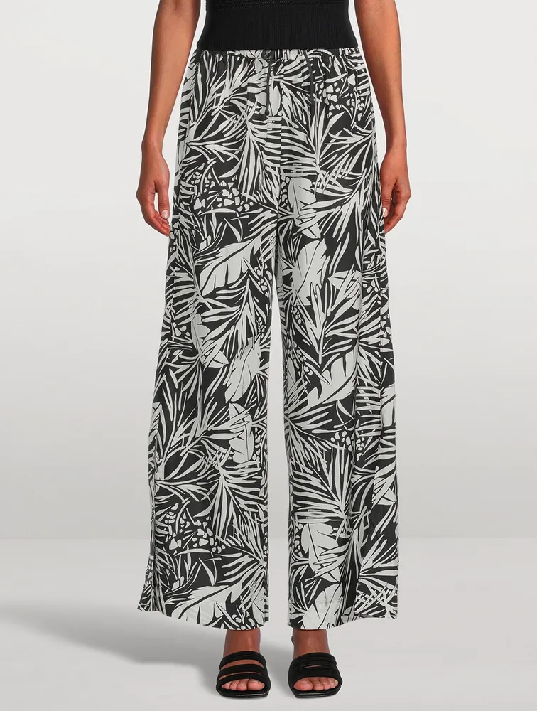 Drawstring Lounge Pants Palm Print