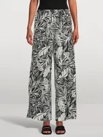 Drawstring Lounge Pants Palm Print