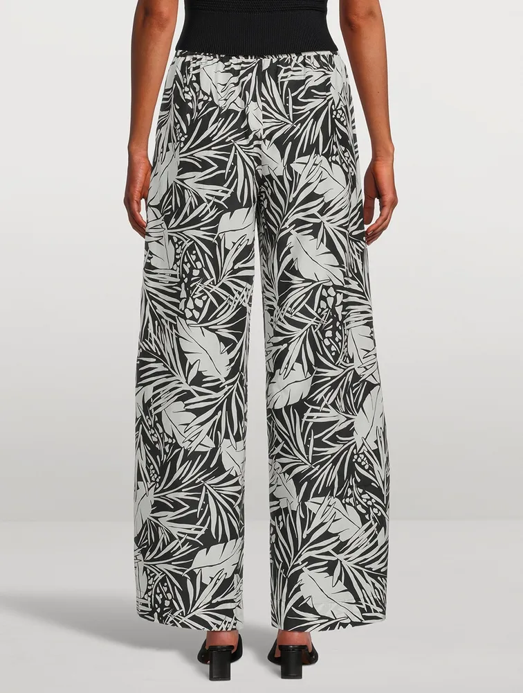 Drawstring Lounge Pants Palm Print