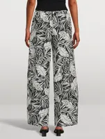 Drawstring Lounge Pants Palm Print