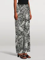 Drawstring Lounge Pants Palm Print
