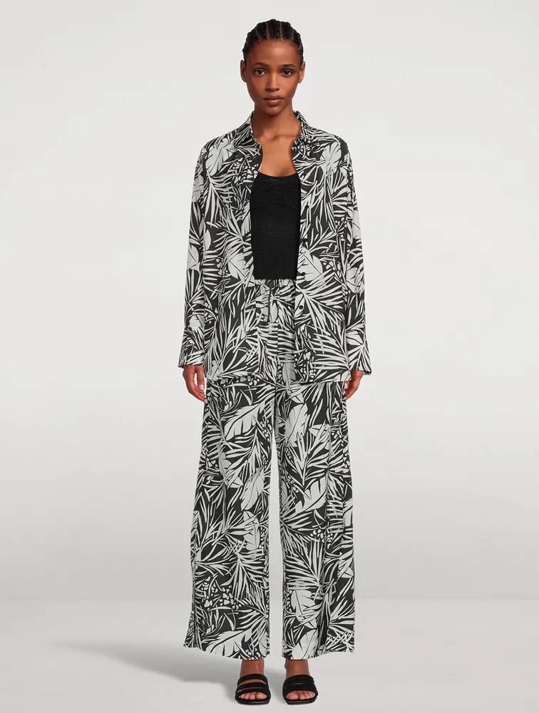 Drawstring Lounge Pants Palm Print
