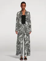 Drawstring Lounge Pants Palm Print