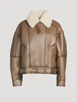 Shearling-Trimmed Leather Jacket