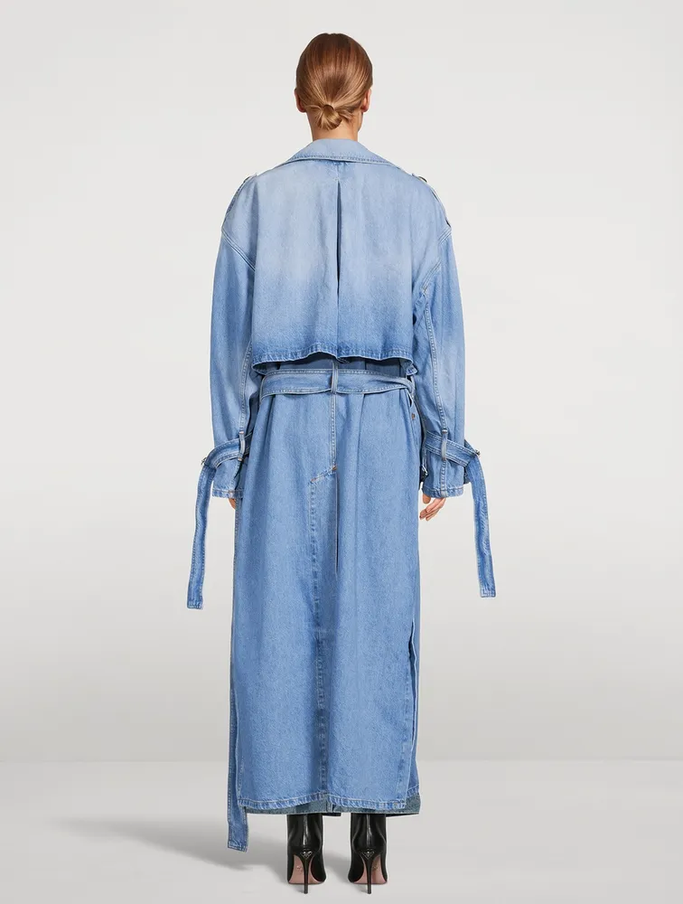 Double-Breasted Denim Trench Coat
