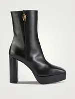 G Lock Leather Platform Ankle Boots