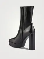 G Lock Leather Platform Ankle Boots