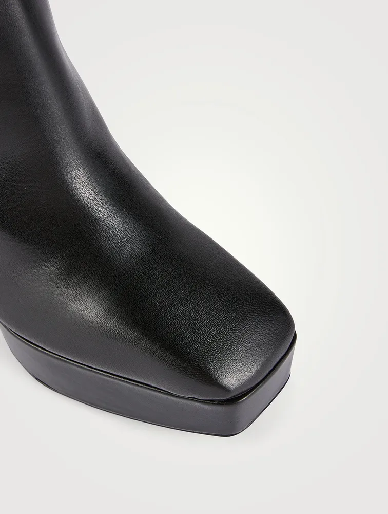 G Lock Leather Platform Ankle Boots