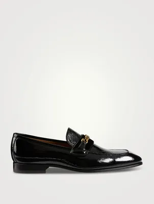 Bailey Crackled Leather Chain Loafers