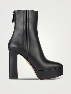 Groove Leather Platform Ankle Boots