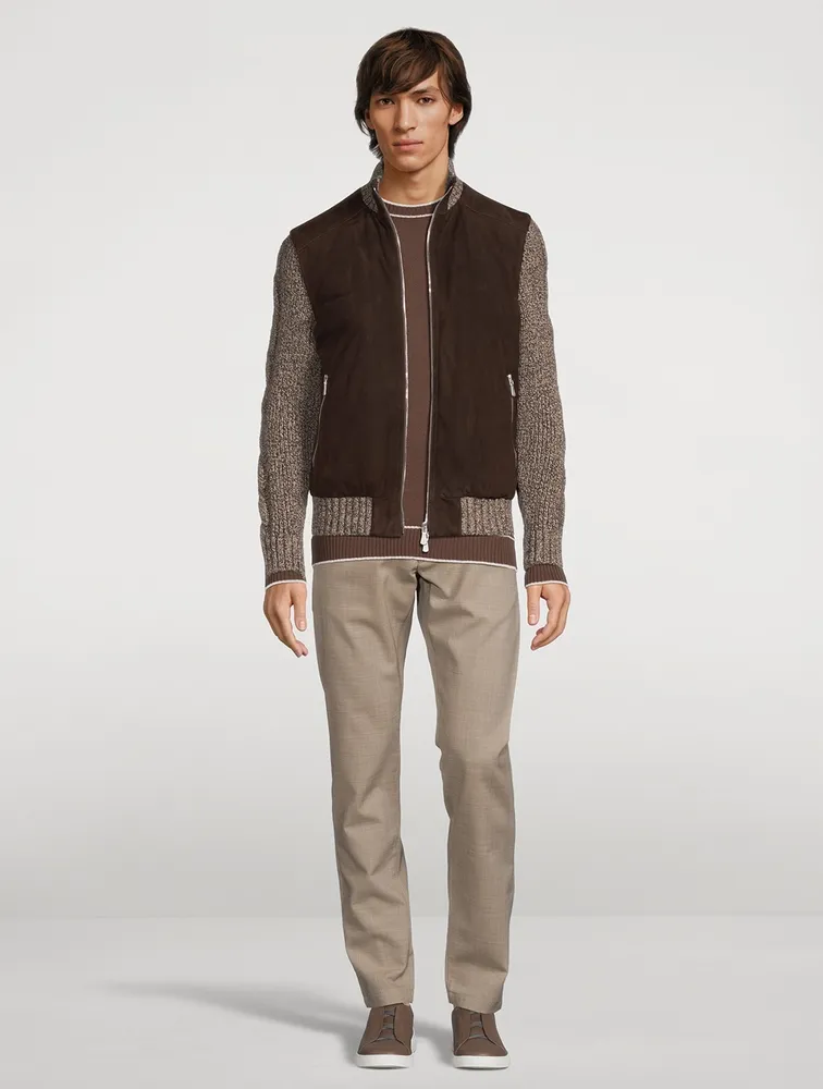 Suede And Wool-Blend Zip Jacket