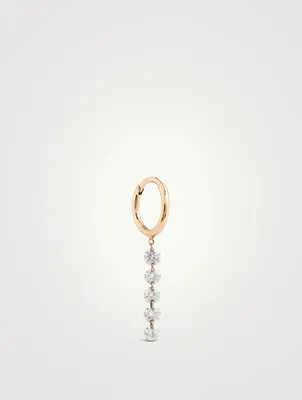 18K Rose Gold Circle Hoop Earring With Five Diamonds