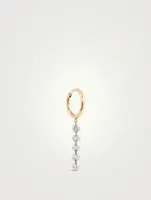 18K Rose Gold Circle Hoop Earring With Five Diamonds