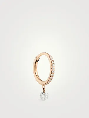 18K Rose Gold Circle Hoop Earring With Diamonds