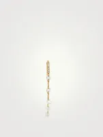 18K Gold Circle Chain Hoop Earring With Five Diamonds