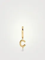 18K Gold Alphabet C Hoop Earring With Diamond