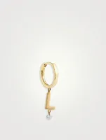 18K Gold Alphabet L Hoop Earring With Diamond