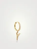 18K Gold Alphabet Y Hoop Earring With Diamonds