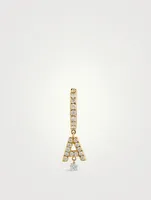 18K Gold Alphabet A Hoop Earring With Diamonds