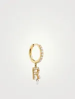 18K Gold Alphabet R Hoop Earring With Diamonds