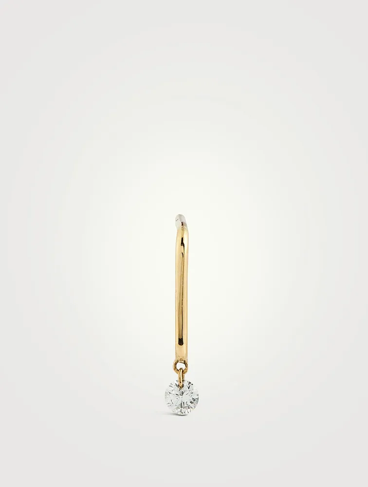 Mini 18K Gold Trombone Earring With Diamond