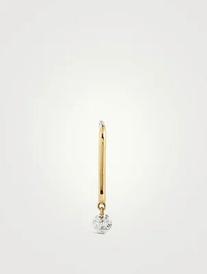 Mini 18K Gold Trombone Earring With Diamond