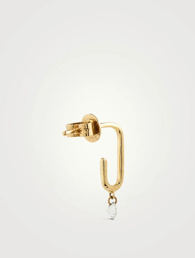 Mini 18K Gold Trombone Earring With Diamond