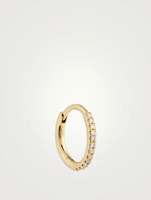 18K Gold Circle Hoop Earring With Diamonds