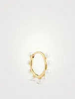 18K Gold Single Earring Circle Hoop Earring With Nine Pearls