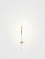 18K Rose Gold Circle Chain Star Hoop Earring With Diamond