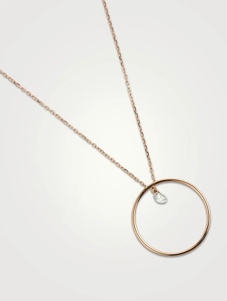 Hélios 18K Rose Gold Circle Necklace With Diamond
